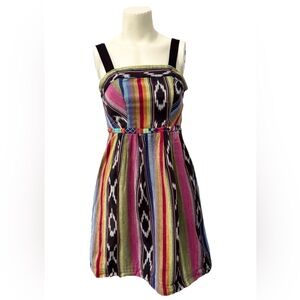 Anthropologie Edme & Esyllte Pueblo Dress Womens 4 Tribal Ikat Beaded  Cotton